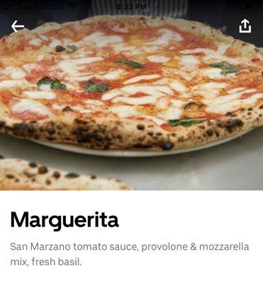 What the pizza looks like on their website and Ubereats photo