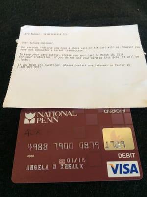 Closed out! Postcard to wrong zip code! And if couldn't use it in emergency!!!! Crappy discriminatory policy