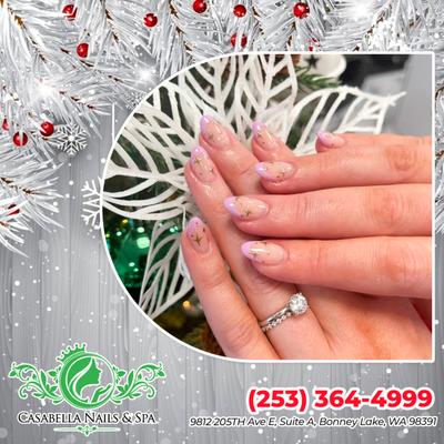 Radiate holiday elegance with a festive twist - embrace the spirit of Christmas with chic pink french nails, adding a touch of glamour to yo