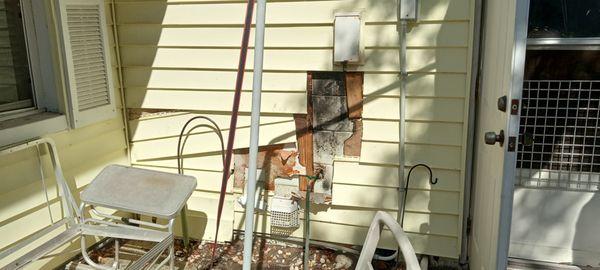 burnt melted vinyl siding