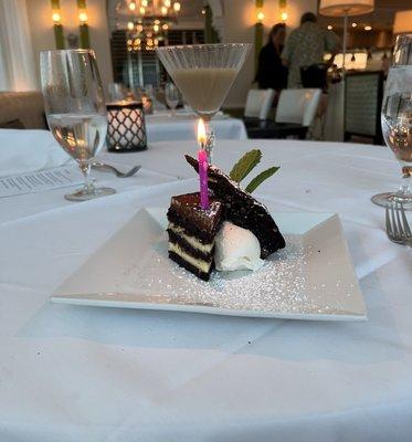 My tiramisu birthday dessert. This outdid the entire meal.