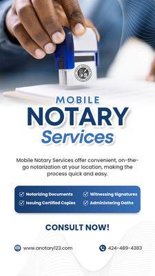 Mobile Notary Services you can count on call text email me now