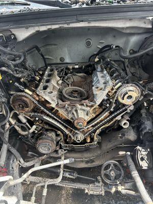 Cylinder head installed with new timing chain kit