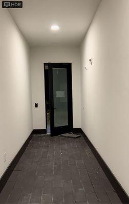 This door is normally secured to the building exterior. Left open last 18 days