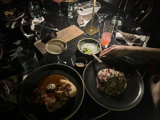 baked chicken & aged beef w/ pomegranate