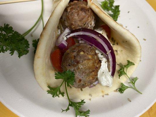 Meatball pita wrap