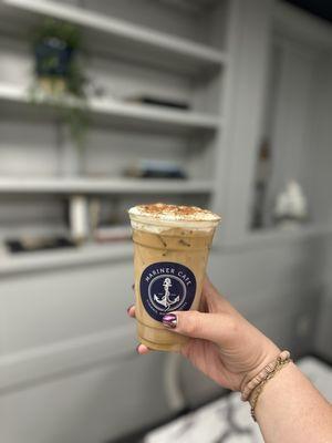 Tiramisu cream latte was amazing - asked for no cookie on top to make it gluten free