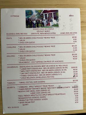 If only I could order from Josie's catering menu today.