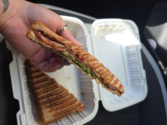 Broken yolk breakfast panini