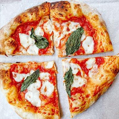 delicious pizza basil and pepperoni!