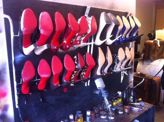 One of our specialties: Christian Louboutin Sole and Heel restorations.