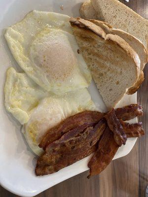 Cedar Park Special.  2 - eggs, 4 - sausage or bacon, toast or biscuit or pancake