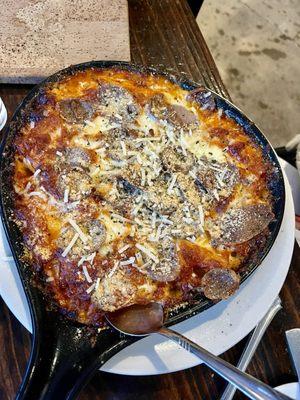 Vodka pasta special with sausage and meatballs