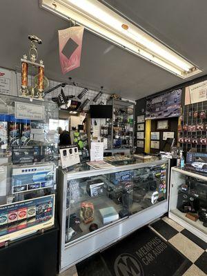 HD Dashcams, remote starters, and gps! Also an award on display for great service.