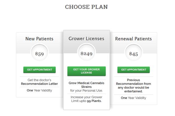 medical marijuana card - pricing