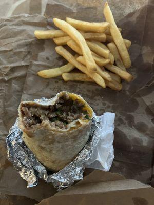 Asada Burrito and fries