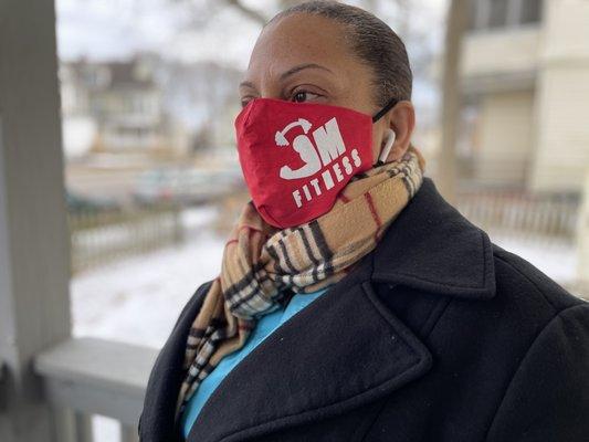 JM Fitness Red and Gray Mask to match the shirt!