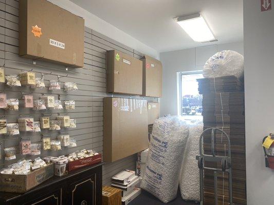 Picture boxes and packing peanuts