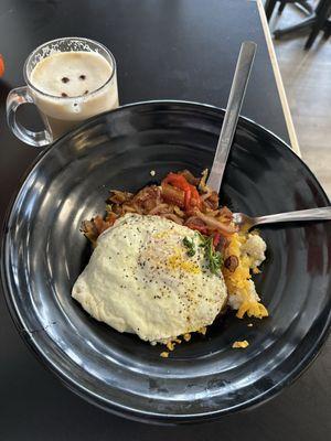 Country Bacon bowl with stone ground grits under all that.