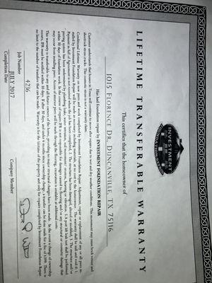 My foundation had been repaired by this company. I have been trying to contact them to come and fix the problem. Don't get this company.