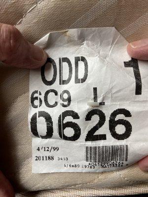Mattress tag