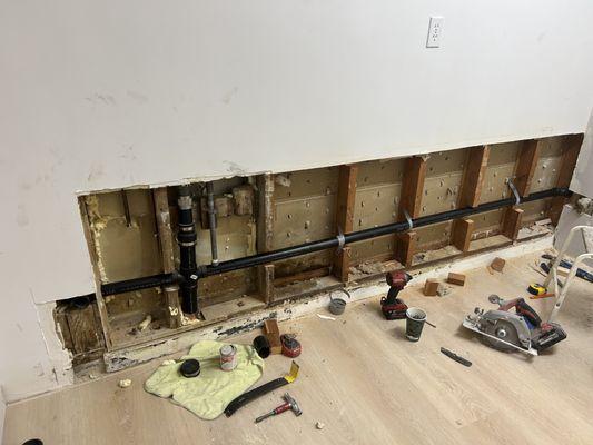 ABS install drain plumbing