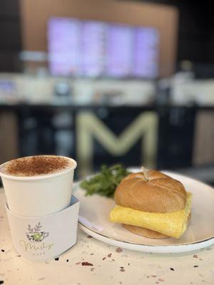 Egg sandwich and a coffee