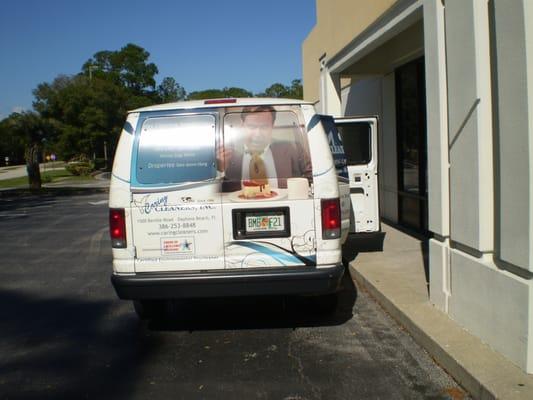 The delivery van is ready to pick up and drop off your garments.