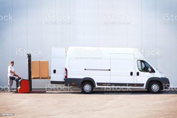 Freight being loaded to deliver