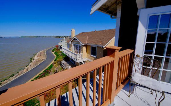 Balcony with Bay views from Pink Palace Suite in Benicia