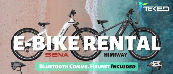 Coming Soon! Himiway E-Bike Rentals with Bluetooth Comms. Helmet by Sena