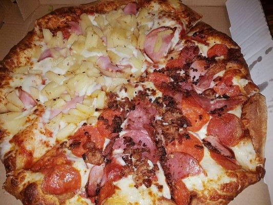 Half Good Ol' Hawaiian and Heart Attack aka meat lovers!