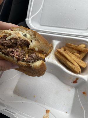 Burger that isn't dripping with grease, fries coated with seasoning.