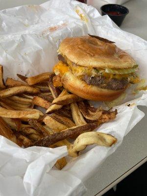 Double cheeseburger and fries