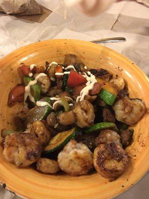 Low carb shrimp and veg bowl