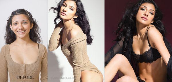 Before & After. Boudoir photography. Makeovers. Pro Hair & Makeup