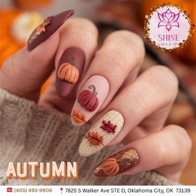 Fall is here and your nails deserve to celebrate too! Let's create something beautiful together. Book your autumn nail art appointment to