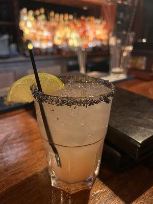 Grey hound with black lava salt