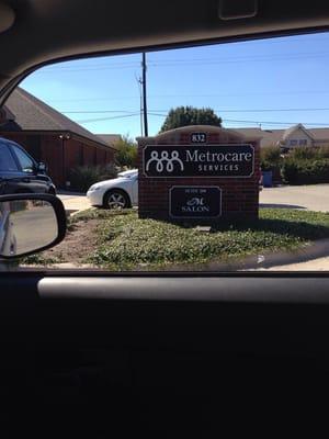 Sign in front of the building.