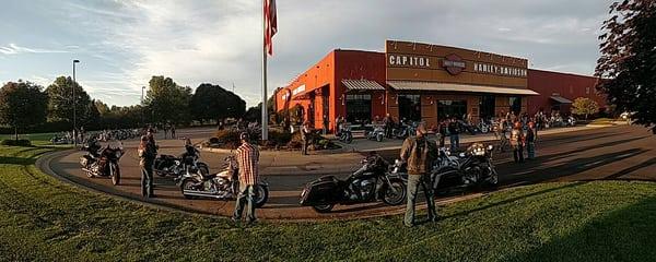 Charity ride starting at Capitol Harley-Davidson. Contact us for your next group ride