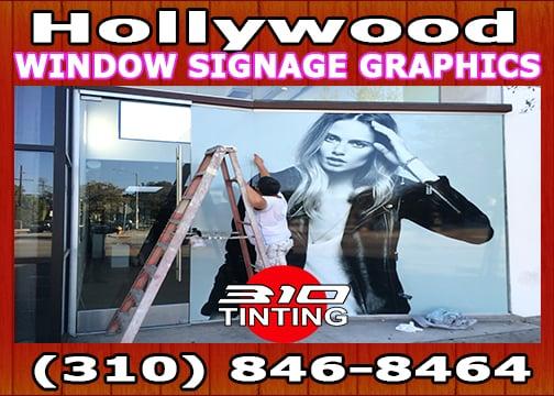 Hollywood wall and glass signage advertising print graphics and installation services