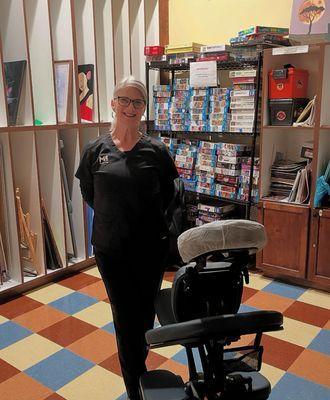 Our massage therapist Angie! Specializes in light-medium pressure.