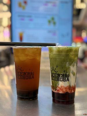 peach oolong & strawberry matcha