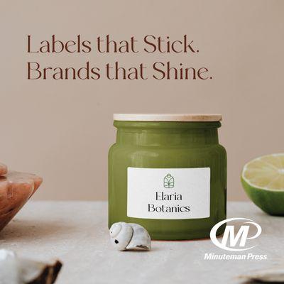 Represent your brands with custom labels!
We can print custom labels of any kind, size, or style, so let us help out!