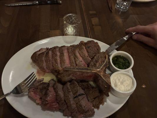 Our Porterhouse for two is a new menu item. Perfect for sharing with your partner