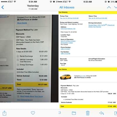 Here is the confirmation same # but difference price from online booking to email confirmation on that same reservation.