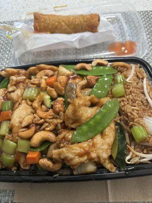 Chicken cashew and egg roll