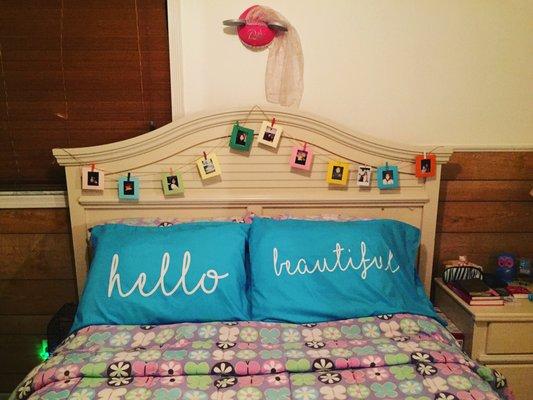 I bought these pillow cases! They speak truth to my daughter when she rises, lays down and as she sleeps.