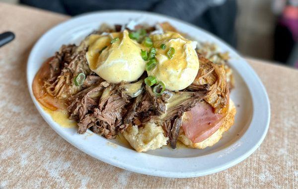 Biscuit Benedict with Cubano meat