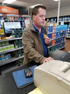 Scott and his Sandwich waited on me today...didn't even offer me a bite...lol